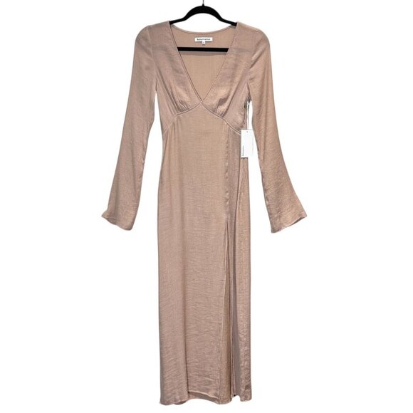 NWT Reformation Callum Maxi Dress Sz.XS Taupe Sheer Gauze Minimalist Boho - Picture 3 of 16
